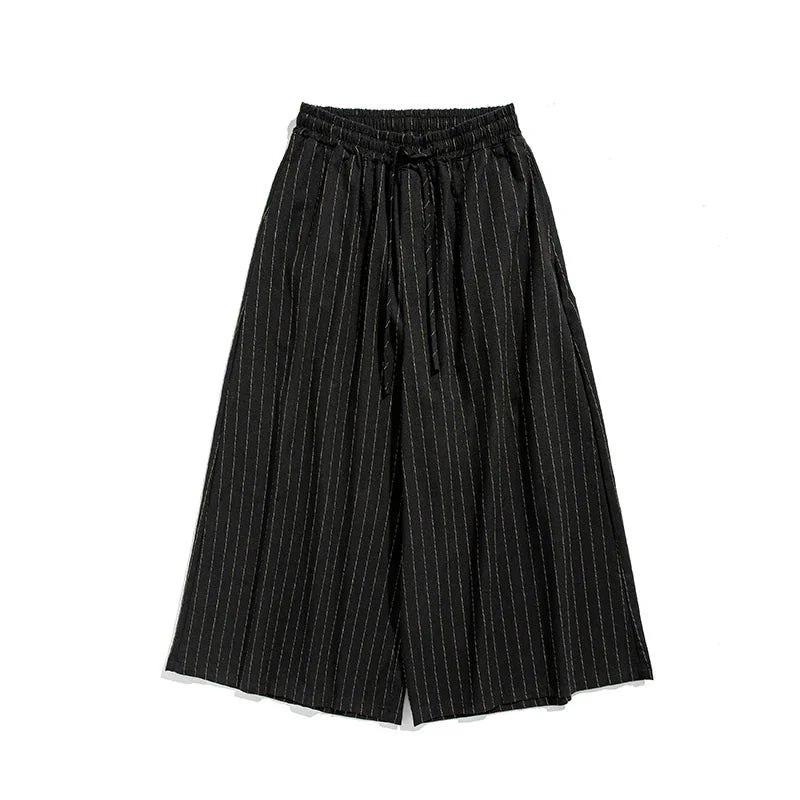 Pinstripe Wide-leg Trousers