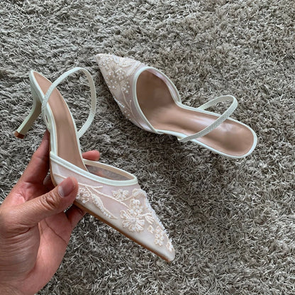 Mesh Embroidered Heels