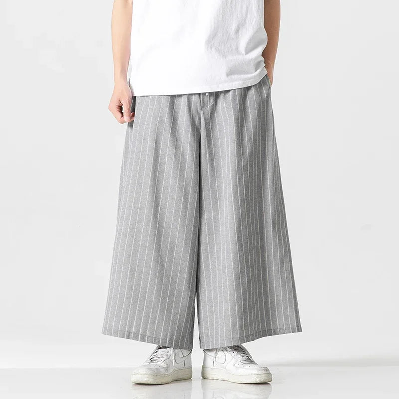 Pinstripe Wide-leg Trousers