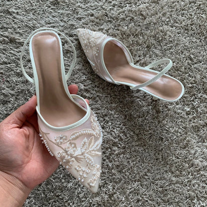 Mesh Embroidered Heels