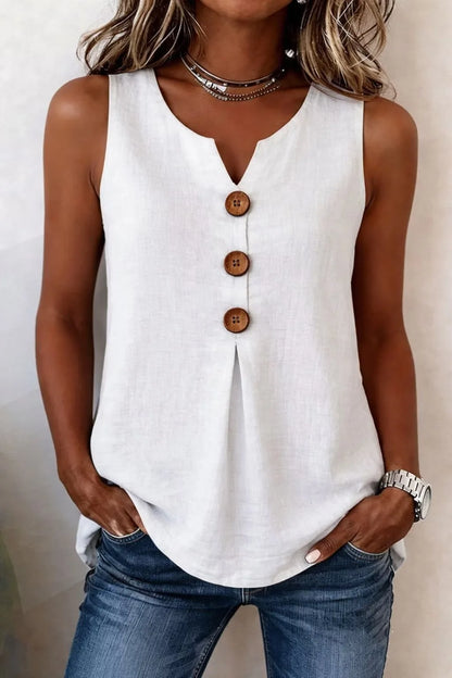 Button V-Neck Tank