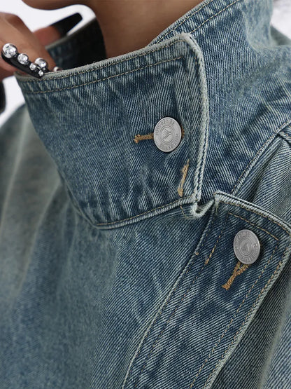 Denim Turtleneck Coat