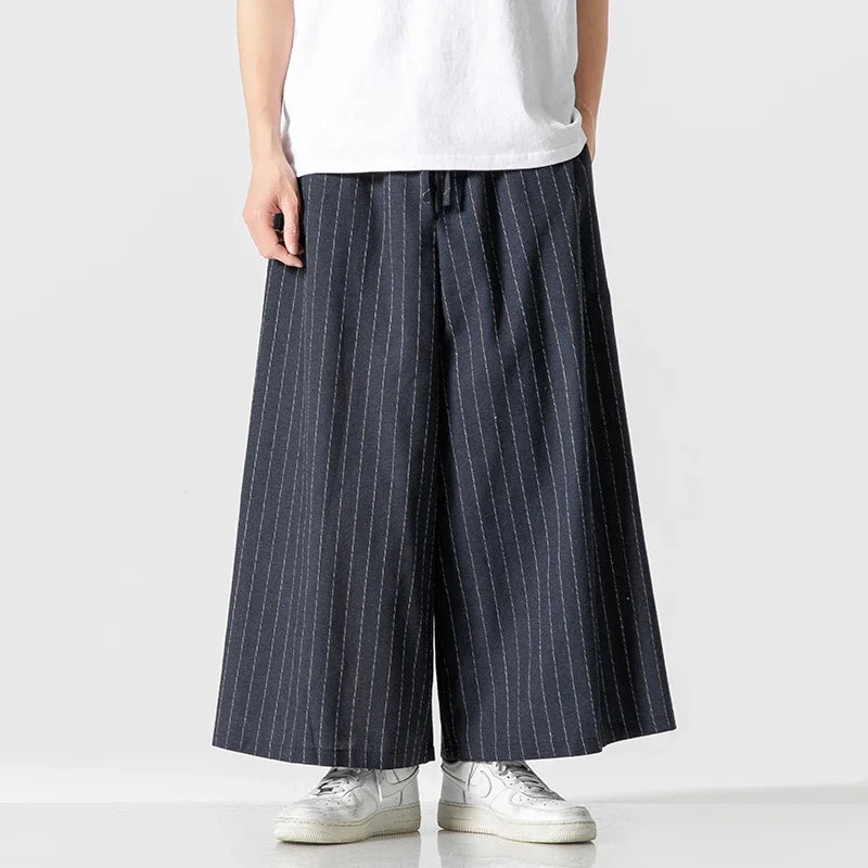 Pinstripe Wide-leg Trousers
