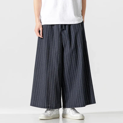 Pinstripe Wide-leg Trousers