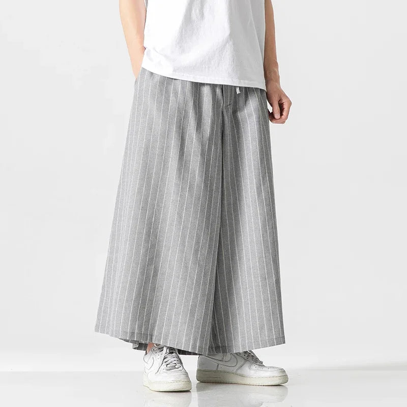 Pinstripe Wide-leg Trousers