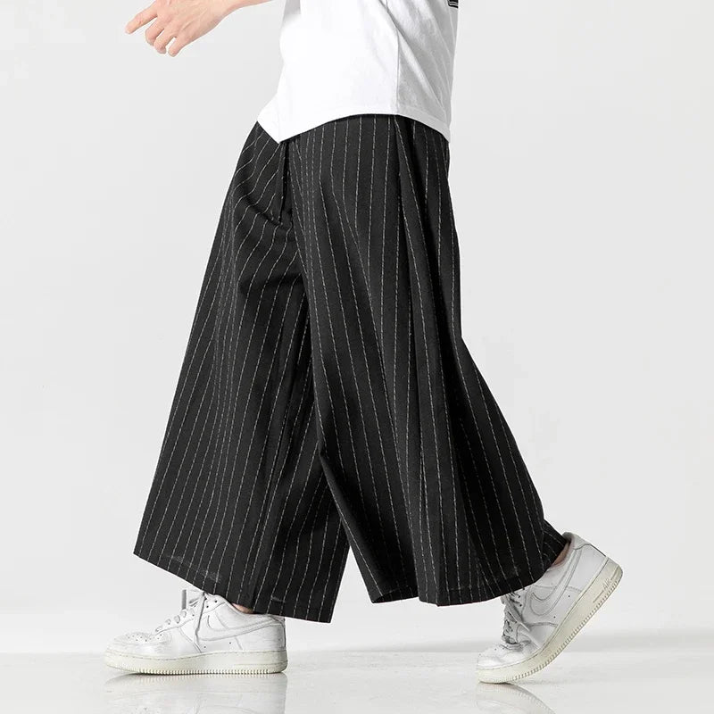 Pinstripe Wide-leg Trousers