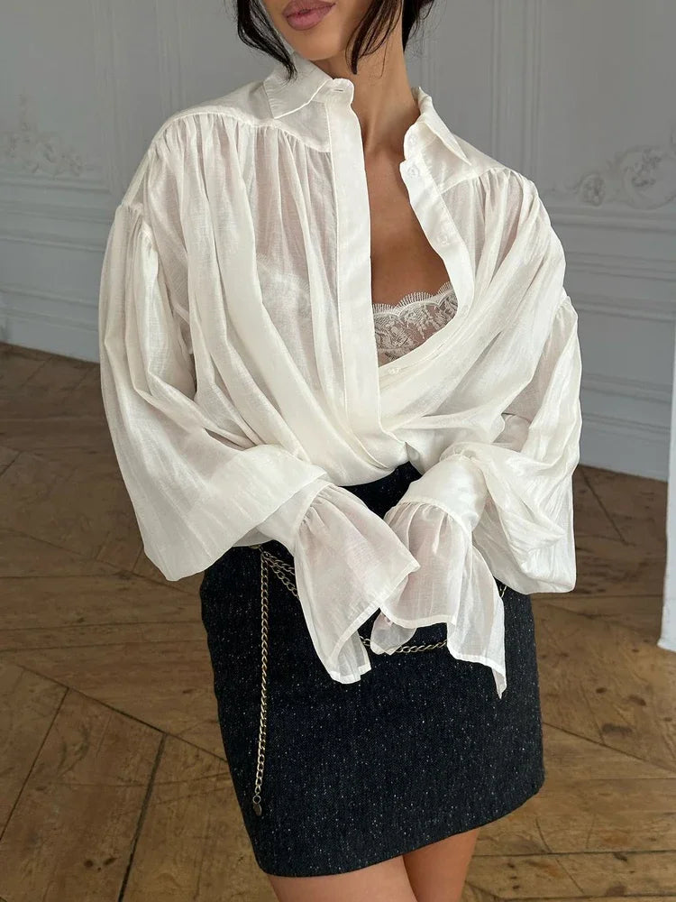 See-Through Oversized Blouse