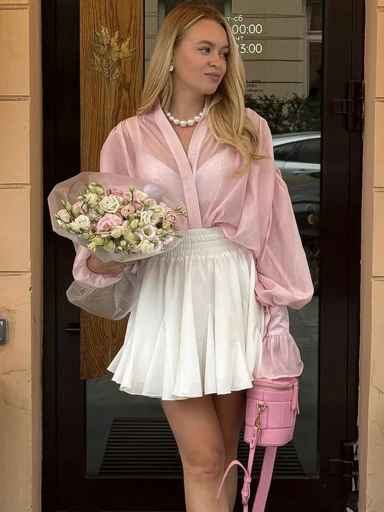 See-Through Oversized Blouse