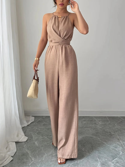 Halter neck wide-leg jumpsuit