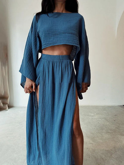 Cropped Top & High-split Maxi skirt