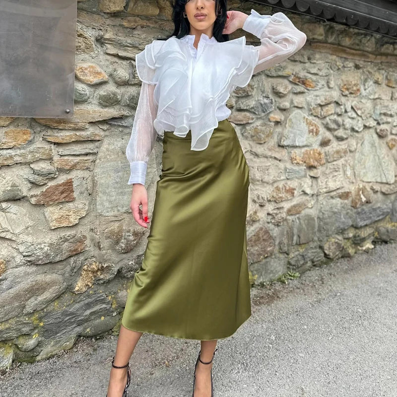 Satin Midi Skirt