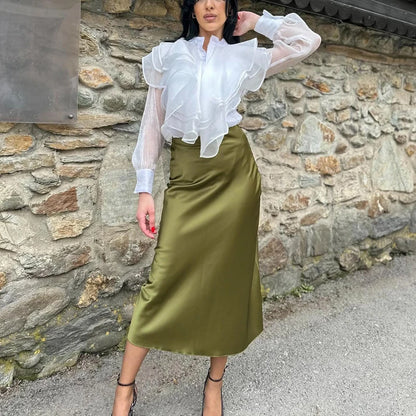 Satin Midi Skirt