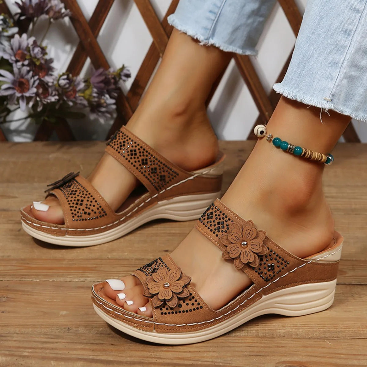 Floral Wedge Sandals