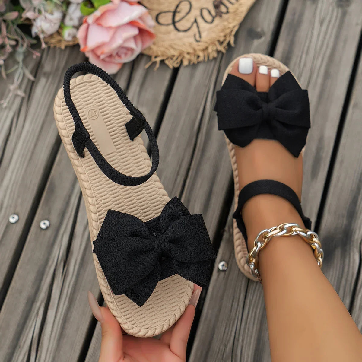 Bow Slingback Sandals
