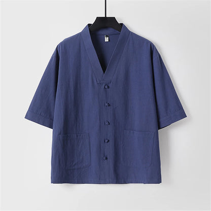 Linen cotton Kimono-style Shirt