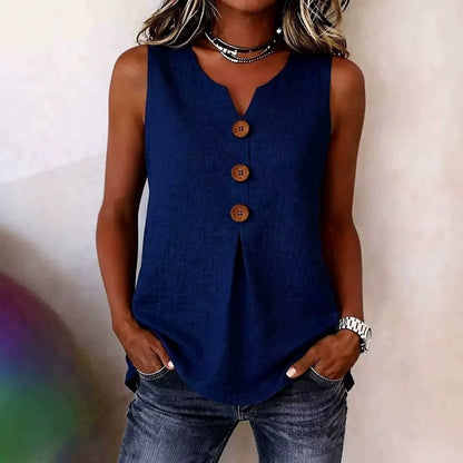 Button V-Neck Tank