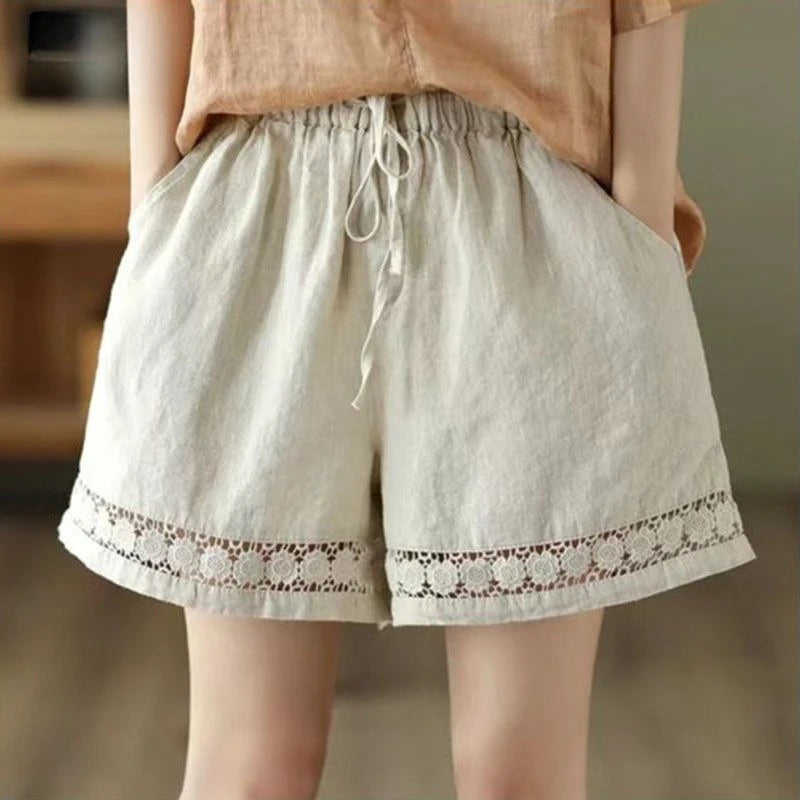 Lace Wide-Leg Shorts