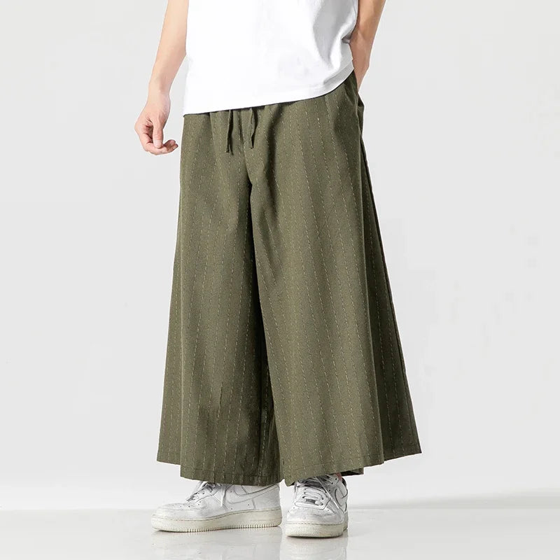 Pinstripe Wide-leg Trousers