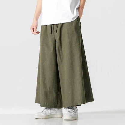 Pinstripe Wide-leg Trousers