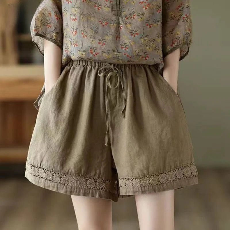 Lace Wide-Leg Shorts