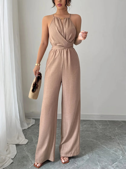 Halter neck wide-leg jumpsuit