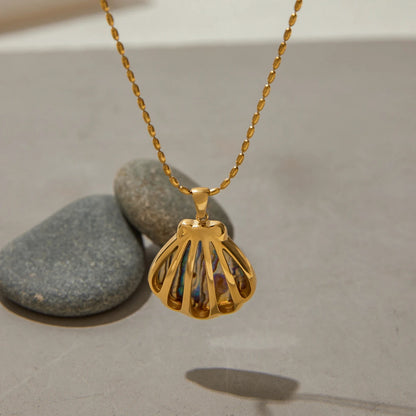 Abalone Shell Necklace - 18k Gold Plated