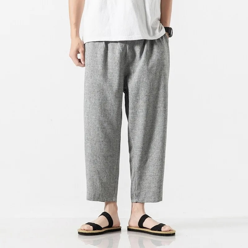 Cotton Linen Cropped Pants