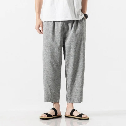 Cotton Linen Cropped Pants