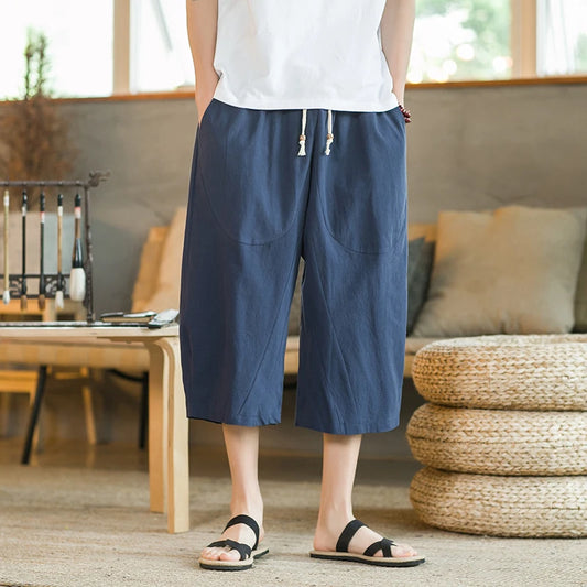 Cotton Linen Cropped Pants