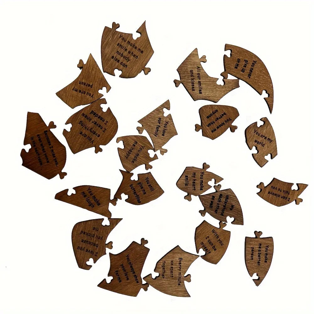 20 Reasons Why I Love You Wooden Heart Puzzle - Valentines Day Gift For Him, Her, Couple - Wedding Anniversary For Wife, Husband