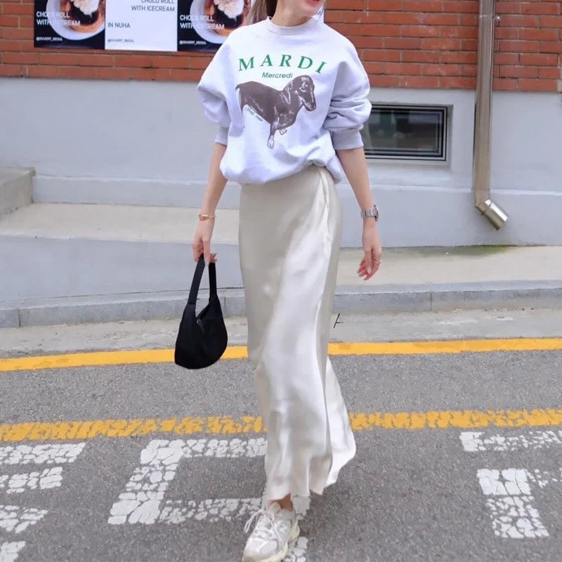 Satin Midi Skirt