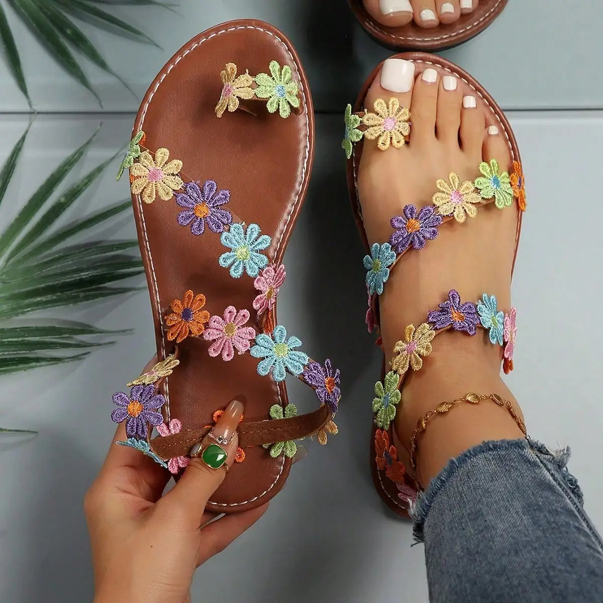 Embroidered Sandals