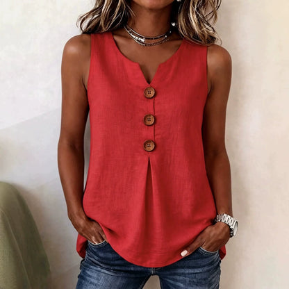 Button V-Neck Tank