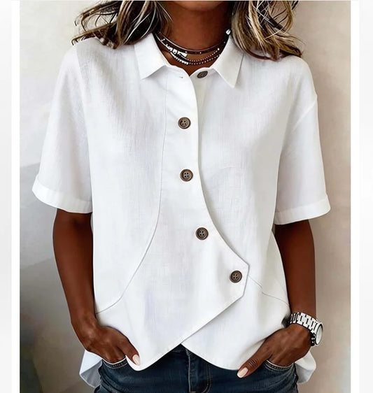 Asymmetric Button Blouse