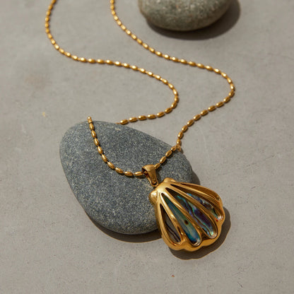 Abalone Shell Necklace - 18k Gold Plated