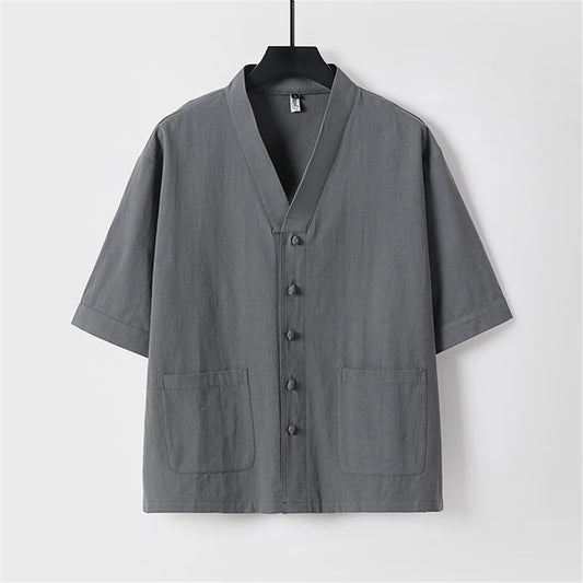 Linen cotton Kimono-style Shirt