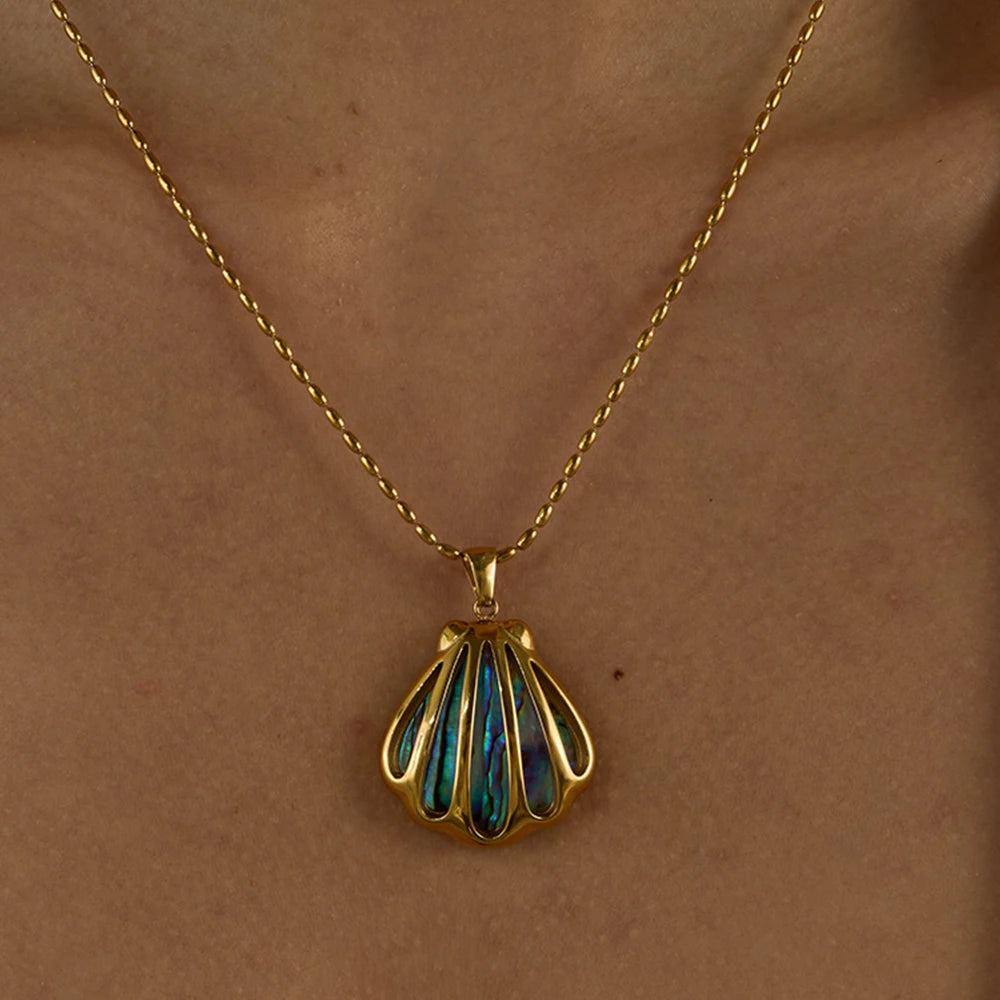 Abalone Shell Necklace - 18k Gold Plated
