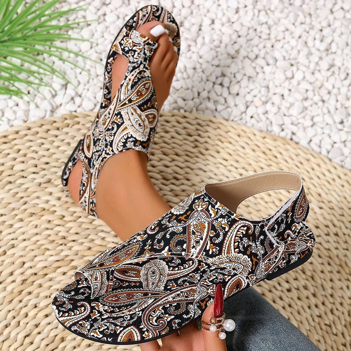 Printed Flat Sandals