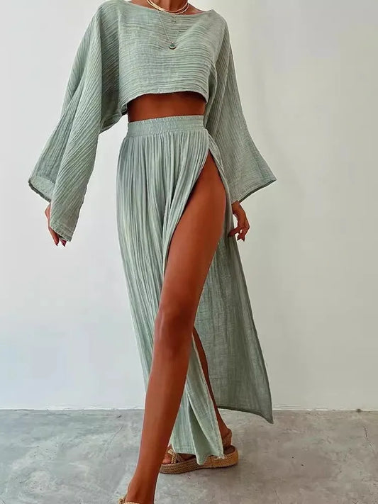 Cropped Top & High-split Maxi skirt