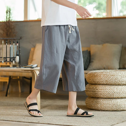 Cotton Linen Cropped Pants