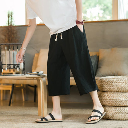 Cotton Linen Cropped Pants