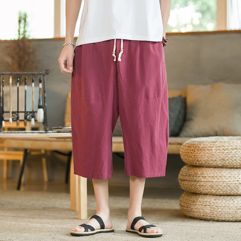 Cotton Linen Cropped Pants