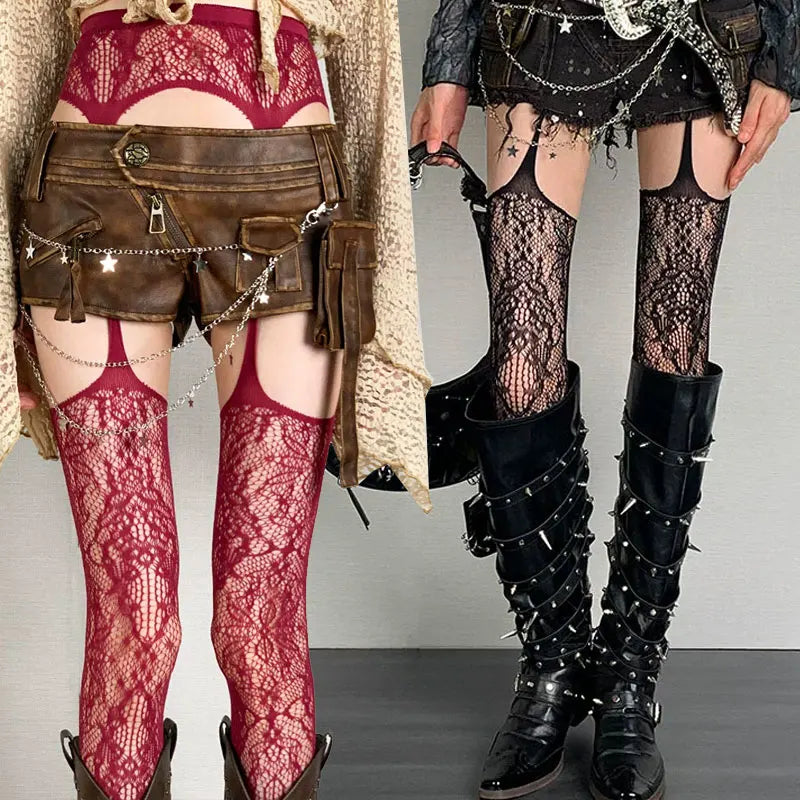 Floral Garter Tights