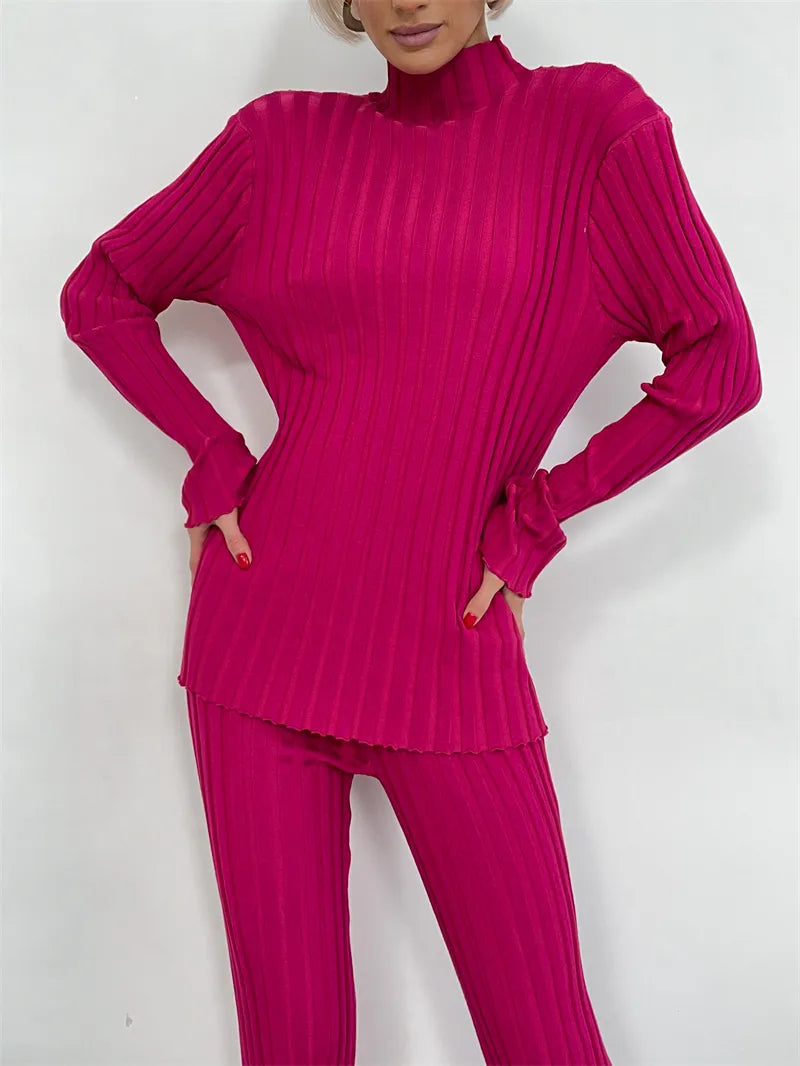 Ribbed Knit Two-Piece Set