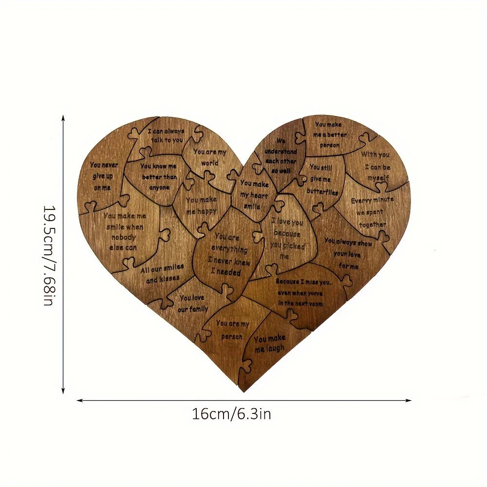 20 Reasons Why I Love You Wooden Heart Puzzle - Valentines Day Gift For Him, Her, Couple - Wedding Anniversary For Wife, Husband