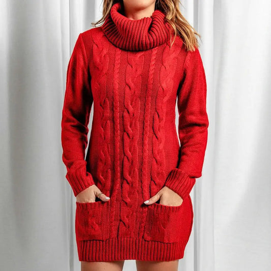 Turtleneck Knitted Sweater Dress