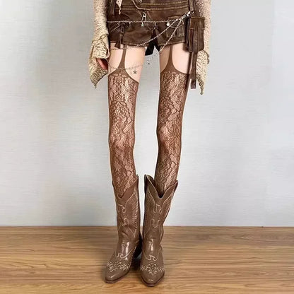 Floral Garter Tights