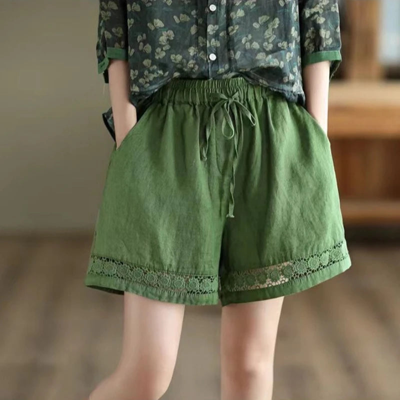 Lace Wide-Leg Shorts