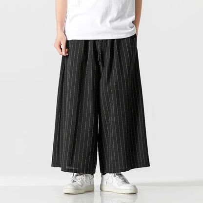 Pinstripe Wide-leg Trousers