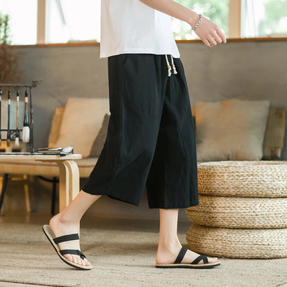Cotton Linen Cropped Pants